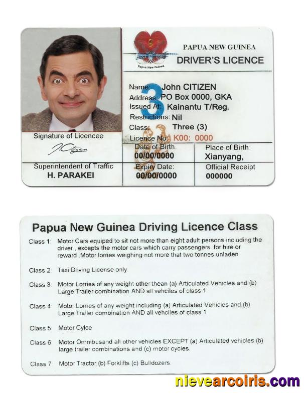 Papua New Guinea driving license